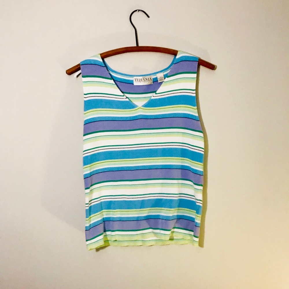 Vintage Retro 90’s Ribbed V Neck Tank Top - Picture 2 of 2